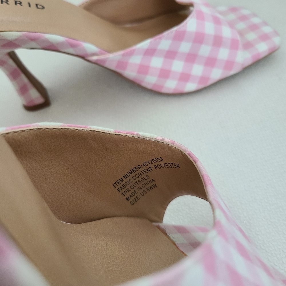 Torrid Pink Gingham Square Toe Women's Heels - Picture 5 of 7